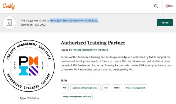 Atoha Authorized Training Partner Premier