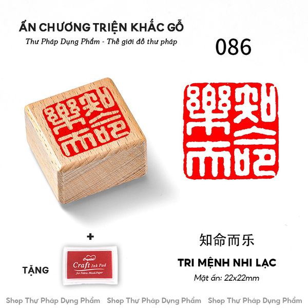 Ấn chương triện khắc đóng dấu thư pháp chất liệu gỗ