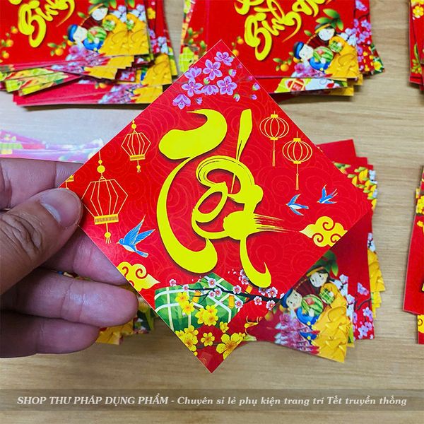 Tem dán trang trí mứt giỏ quà dán hộp hoa quả trang trí Tết M2