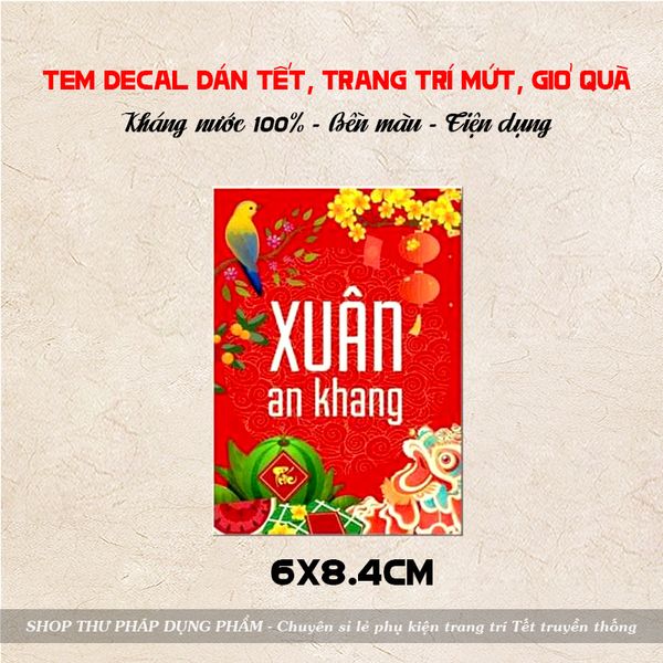 Tem dán trang trí mứt giỏ quà dán hộp hoa quả trang trí Tết M2