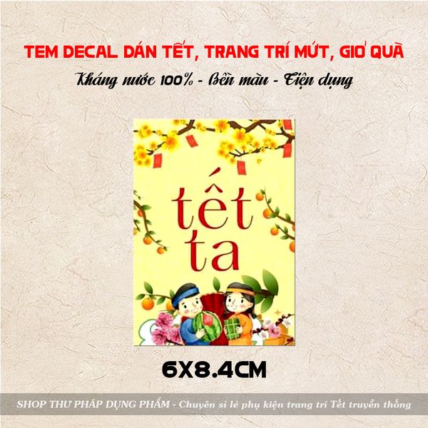 Tem dán trang trí mứt giỏ quà dán hộp hoa quả trang trí Tết M2