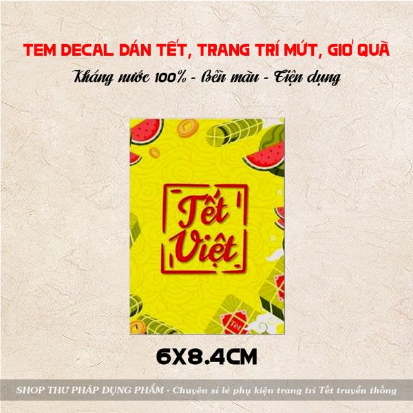 Tem dán trang trí mứt giỏ quà dán hộp hoa quả trang trí Tết M2