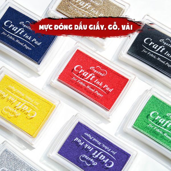 Mực đóng dấu lăn tay Craft Ink Pad nhiều màu dùng trên giấy vải gỗ