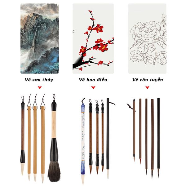 Bộ bút lông bộ cọ vẽ tranh thủy mặc