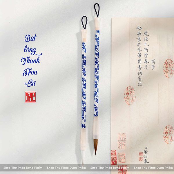 Bút lông thư pháp sứ Thanh Hoa kiêm hào phù hợp mọi thể chữ