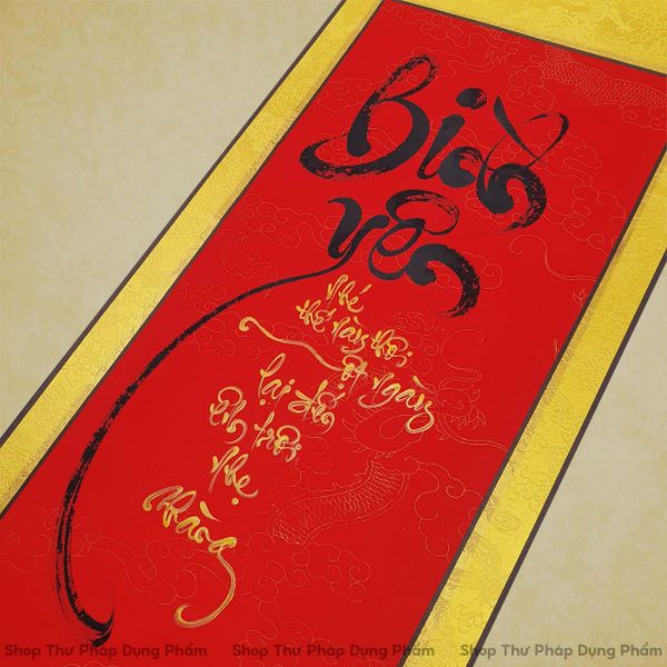 Biểu thư pháp liễn lụa giấy xuyến chỉ