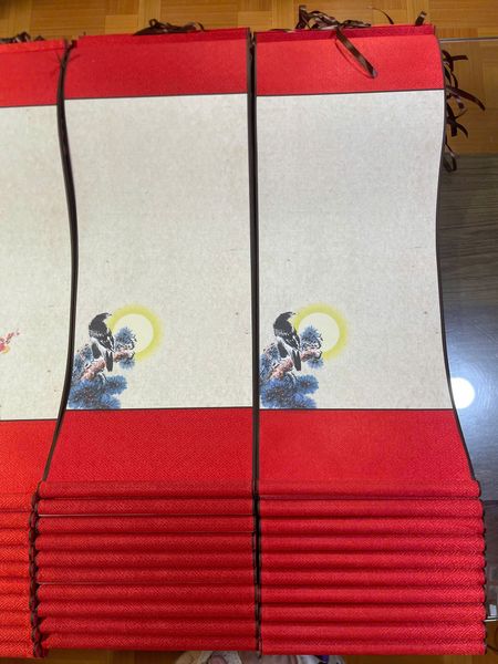 Biểu in tranh thủy mặc viết thư pháp liễn lụa kích thước 30x80cm