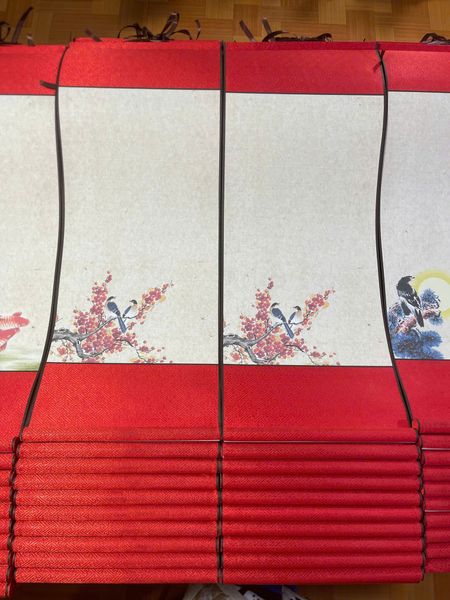 Biểu in tranh thủy mặc viết thư pháp liễn lụa kích thước 30x80cm