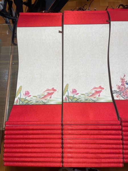 Biểu in tranh thủy mặc viết thư pháp liễn lụa kích thước 30x80cm