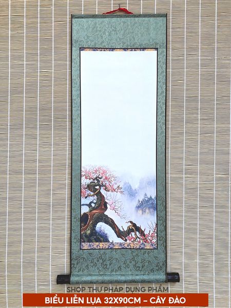 Biểu thư pháp liễn lụa in tranh