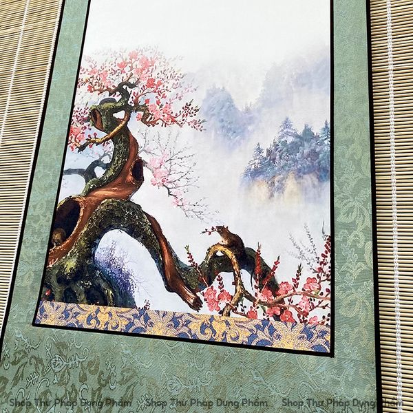 Biểu thư pháp liễn lụa in tranh