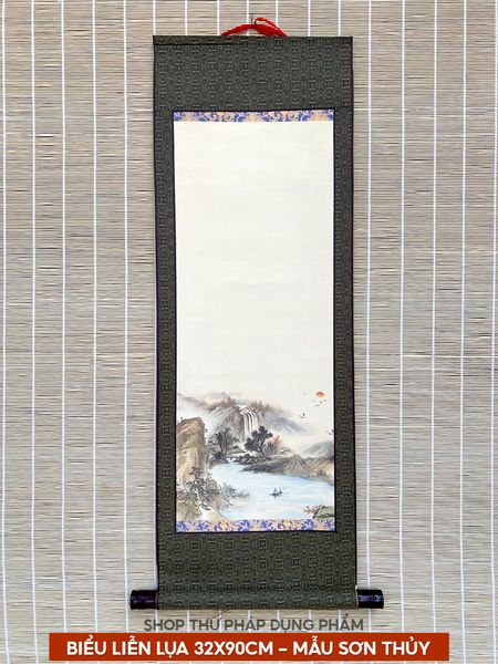 Biểu thư pháp liễn lụa in tranh