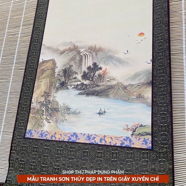 Biểu thư pháp liễn lụa in tranh