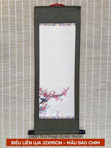 Biểu thư pháp liễn lụa in tranh