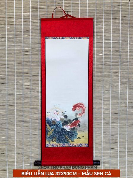 Biểu thư pháp liễn lụa in tranh