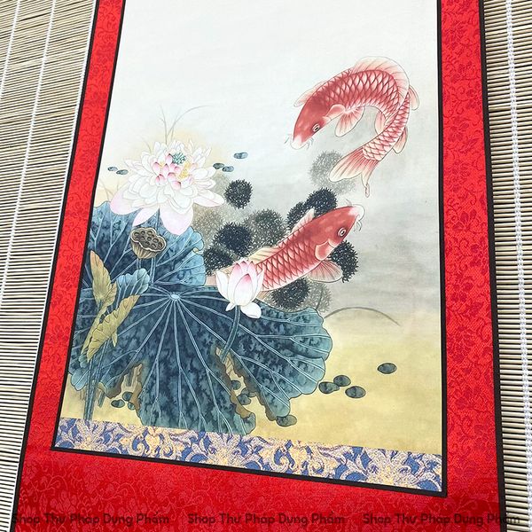 Biểu thư pháp liễn lụa in tranh