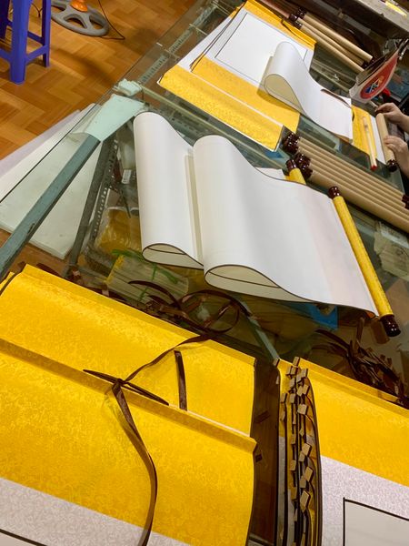 Biểu liễn lụa giấy xuyến chỉ viết thư pháp 40x100cm