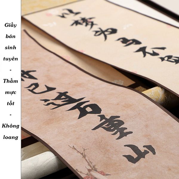 Bộ 4 liễn mini giấy xuyến mẫu mới 2025 kích thước 10x43cm