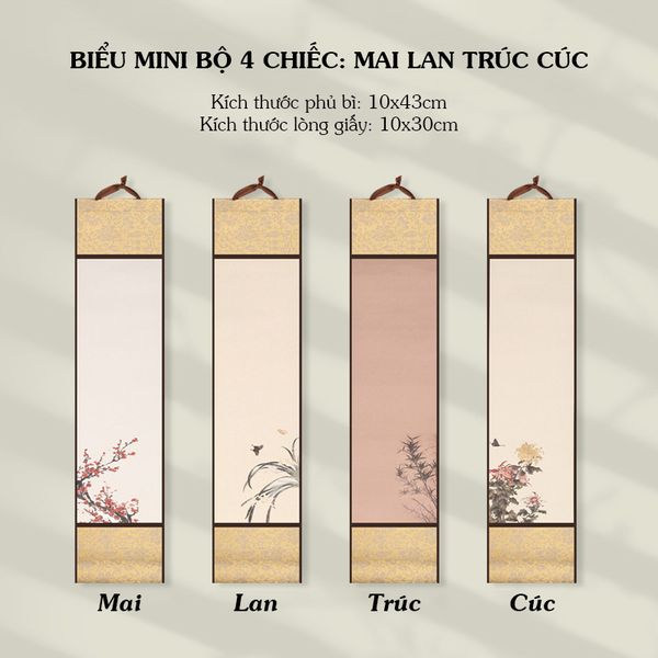 Bộ 4 liễn mini giấy xuyến mẫu mới 2025 kích thước 10x43cm