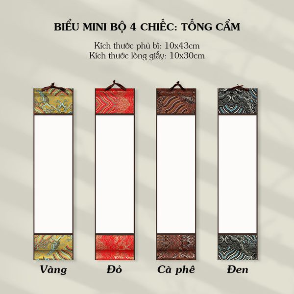 Bộ 4 liễn mini giấy xuyến mẫu mới 2025 kích thước 10x43cm