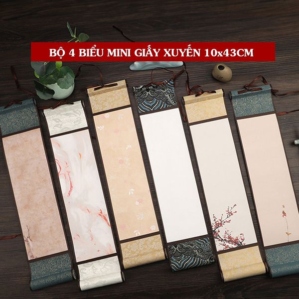 Bộ 4 liễn mini giấy xuyến mẫu mới 2025 kích thước 10x43cm