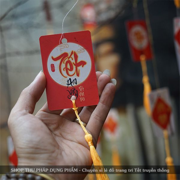 Thẻ chữ thư pháp trang trí Tết An Nhiên treo đào mai phụ kiện trang trí Tết