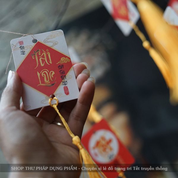 Thẻ chữ thư pháp trang trí Tết An Nhiên treo đào mai phụ kiện trang trí Tết