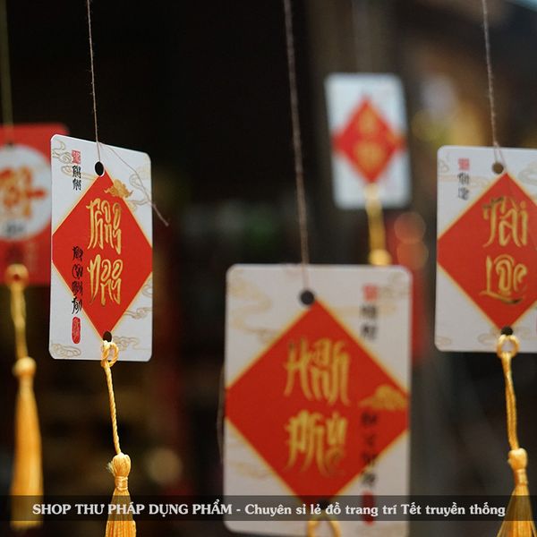 Thẻ chữ thư pháp trang trí Tết An Nhiên treo đào mai phụ kiện trang trí Tết