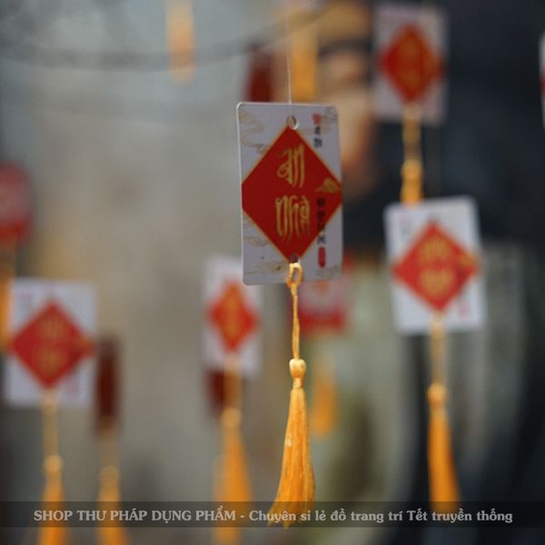 Thẻ chữ thư pháp trang trí Tết An Nhiên treo đào mai phụ kiện trang trí Tết