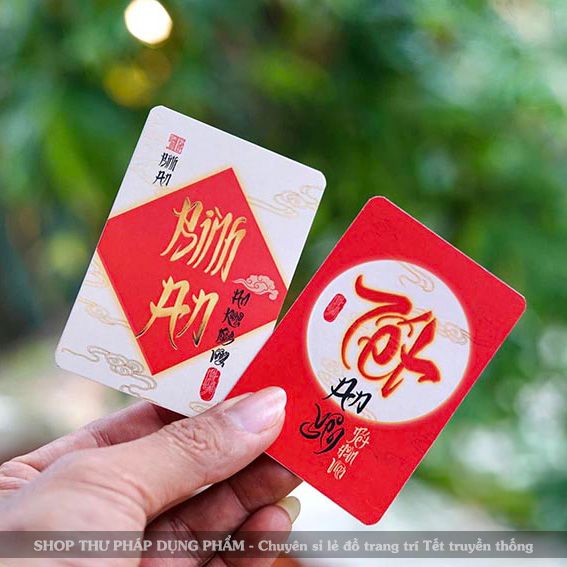 Thẻ chữ thư pháp trang trí Tết An Nhiên treo đào mai phụ kiện trang trí Tết