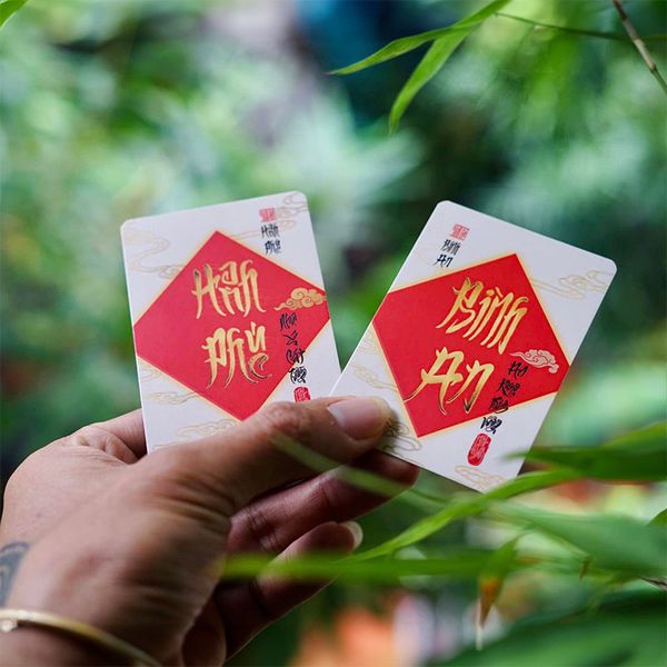 Thẻ chữ thư pháp trang trí Tết An Nhiên treo đào mai phụ kiện trang trí Tết