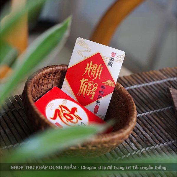 Thẻ chữ thư pháp trang trí Tết An Nhiên treo đào mai phụ kiện trang trí Tết