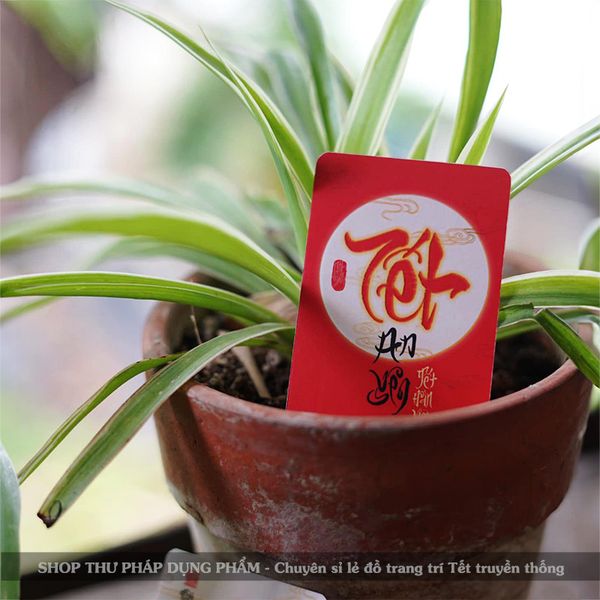 Thẻ chữ thư pháp trang trí Tết An Nhiên treo đào mai phụ kiện trang trí Tết