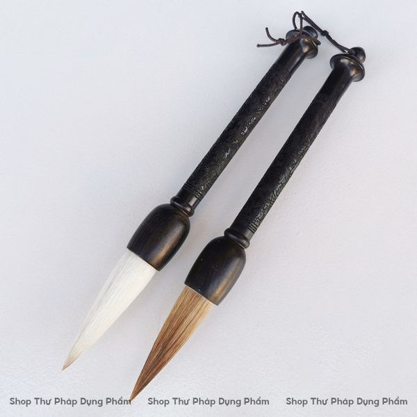 Bút lông cán hắc đàn khắc rồng viết thư pháp
