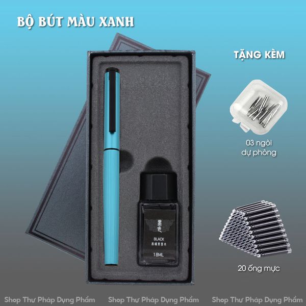 Bộ bút máy cao cấp luyện viết chữ, thư pháp, bút ngòi cong