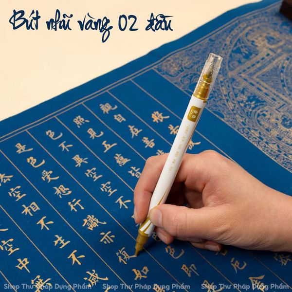 Bút nhũ vàng 2 đầu chép kinh viết thư pháp