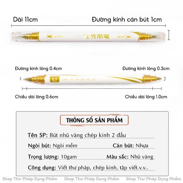Bút nhũ vàng 2 đầu chép kinh