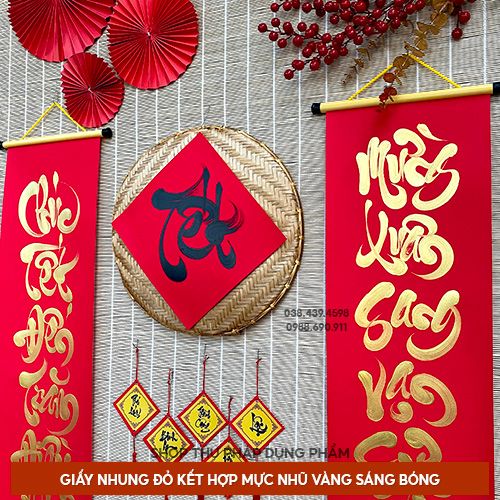 Câu đối tết chữ thư pháp