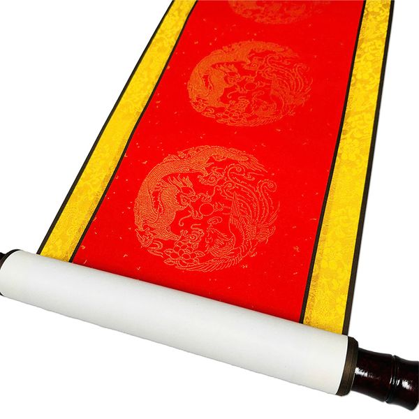 Biểu liễn lụa câu đối 7 chữ giấy xuyến chỉ 25x145cm