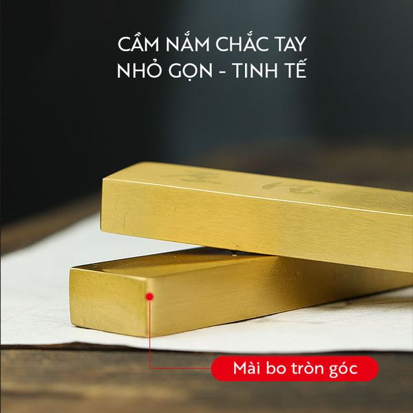 Chặn giấy thư pháp đồng kết hợp gác bút
