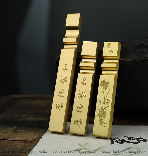 Chặn giấy thư pháp đồng kết hợp gác bút