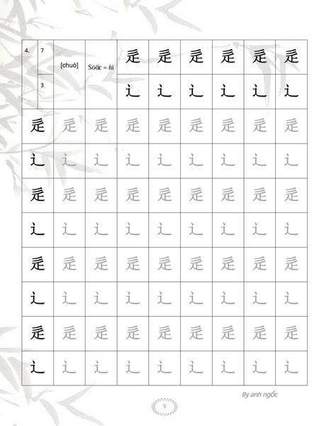 Tập viết theo 214 bộ thủ chữ Hán
