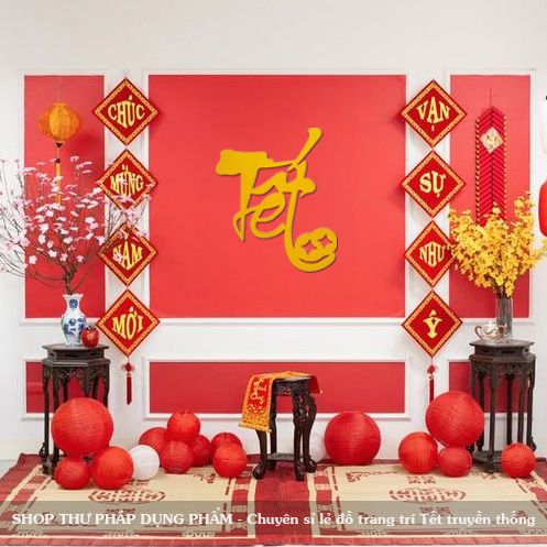 Thẻ gỗ chữ Tết thư pháp 2025 trang trí Tết truyền thống