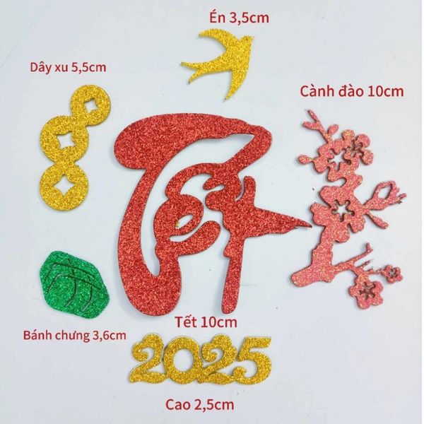 Chữ thư pháp dán dưa dừa trang trí hoa quả có sẵn keo mặt sau