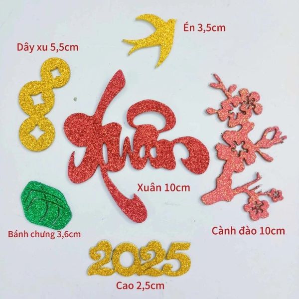 Chữ thư pháp dán dưa dừa trang trí hoa quả có sẵn keo mặt sau