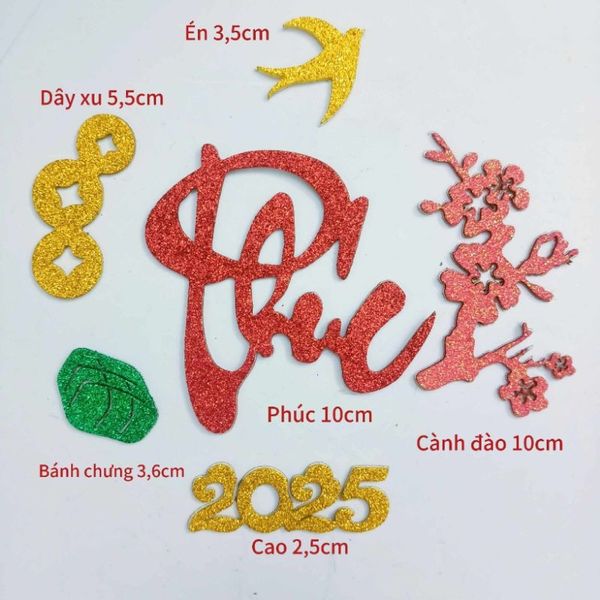 Chữ thư pháp dán dưa dừa trang trí hoa quả có sẵn keo mặt sau