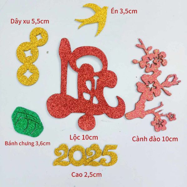 Chữ thư pháp dán dưa dừa trang trí hoa quả có sẵn keo mặt sau