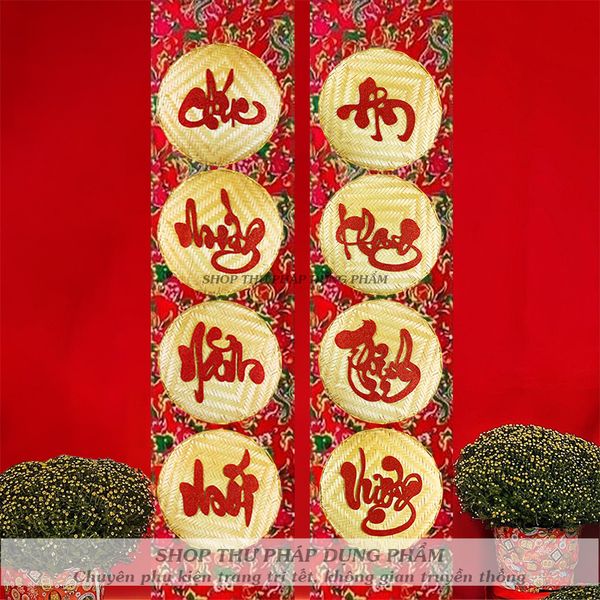 Mẹt chữ thư pháp xốp sẵn keo trang trí tết, decor không gian truyền thống