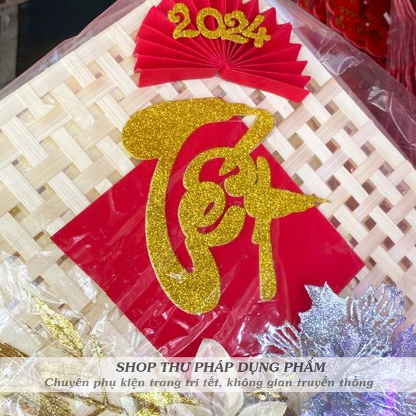 Chữ thư pháp sẵn keo trang trí tết 10cm decor không gian truyền thống