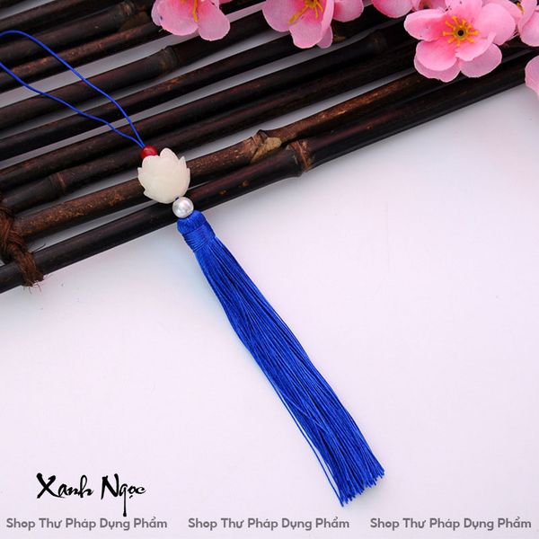 Dây treo tua rua ngọc bội hoa sen treo trang trí